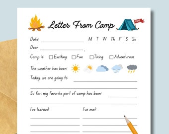 Printable Letter From Camp: Fill-In Stationery (PDF)