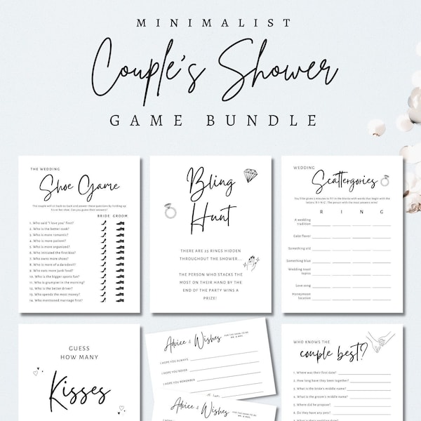 Couples Shower Game Bundle,Jack and Jill Shower Games,Printable Bridal Shower,Decoration,Wedding Shoe Game,Instant Download,Modern,Fun,Idea