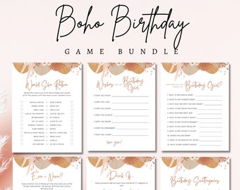 Boho Birthday Game Bundle Printable Birthday Girl Ideas Party 21st 30th 40th 50th Birthday Beach