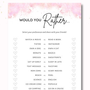 Sweet Sixteen 16 Birthday Game Printable | Would She Rather Game | Teenage Bday Party | 16th Bday for Her | Teen Slumber Party | Bday Girl