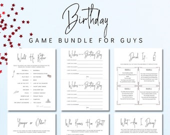 Birthday Games for Him Printable Men Guy 30th 40th 50th Birthday Party Male Dirty Thirty Bundle Modern Funny