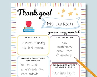 Teacher Appreciation Printable | Thank You Note | Card | Teacher Appreciation Week | Instant Download | Teacher Gift Idea | Teacher Thanks