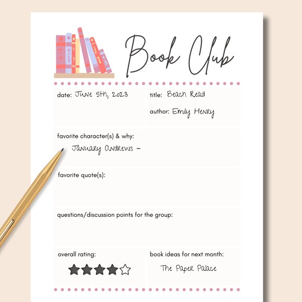 Book Club Guide | Discussion Questions | Printable Book Review | Modern Reading Group | Bookclub Bundle | Host Idea | My Bookshelf | Monthly