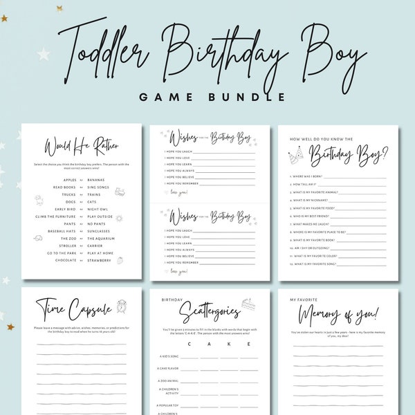 Birthday Boy Games Party For Him Printable Toddler Kids Bundle Decor Ideas 2nd 3rd 4th Little Boy Bday