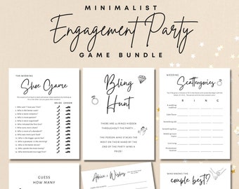 Minimalist Engagement Party Games Printable Bundle | Proposal Pack | They’re Engaged | Couple's Party | Shoe Game | She Said Yes | Ring