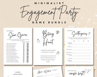 Minimalist Engagement Party Games | Printable Bundle | Modern Engagement | They’re Engaged |Couple's Party | Shoe Game | She Said Yes | Ring