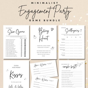 Minimalist Engagement Party Games Printable Bundle | Proposal Pack | They’re Engaged | Couple&#39;s Party | Shoe Game | She Said Yes | Ring