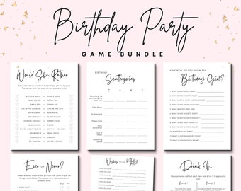 Printable Birthday Games for Her | Bday Game Bundle | Birthday Girl | Adult 21st 30th 40th 50th 60th | Ladies Night | Minimalist | Modern