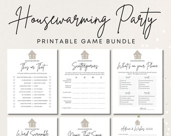 Minimalist Housewarming Party Game Bundle,Modern Neutral House Warming Games,Printable,Instant Download,Fun,Gift,Idea,Simple,Homeowners