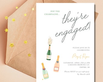 Printable Engagement Party Invitation Customizable Invite Proposal Party Celebration Editable Evite Idea They're Engaged