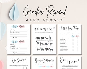 Gender Reveal Game Bundle,Party Ideas,Printable,Baby Decorations,Instant Download,Boy or Girl,What Will Baby Be,Modern Shower,Cute,Pink Blue