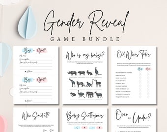 Paquete de juegos para revelar el género del bebé: Juegos modernos para baby shower (imprimibles, descarga instantánea)