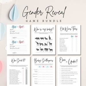 Gender Reveal Game Bundle,Party Ideas,Printable,Baby Decorations,Instant Download,Boy or Girl,What Will Baby Be,Modern Shower,Cute,Pink Blue