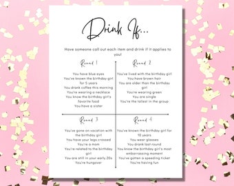 Drink If Birthday Game,Printable Adult Birthday Games,Birthday Girl Games,Birthday girl,30th Birthday Game,Printable Birthday Party Games