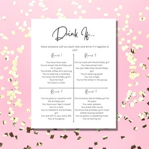 Drink If Birthday Game,Printable Adult Birthday Games,Birthday Girl Games,Birthday girl,30th Birthday Game,Printable Birthday Party Games