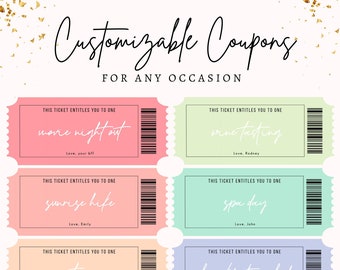 Custom Coupon Template, Gift Ticket Voucher, Birthday, Anniversary, Mother’s Day, Valentine’s Day, Idea, Boyfriend, Girlfriend, Husband,Wife