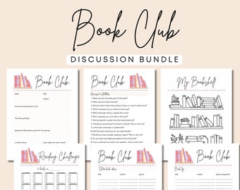 Book Club Guide Bundle,Printable Book Review Discussion Questions,Journal Club,Modern,Reading Group,Bookclub Host Idea,My Bookshelf,Monthly