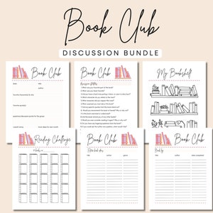 Book Club Guide Bundle,Printable Book Review Discussion Questions,Journal Club,Modern,Reading Group,Bookclub Host Idea,My Bookshelf,Monthly