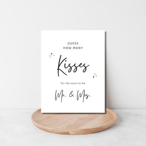 Devinez combien de baisers à imprimer, jeu de mariage, fête de fiançailles, shower de couple, shower de mariage, fiançailles, téléchargement immédiat, idée