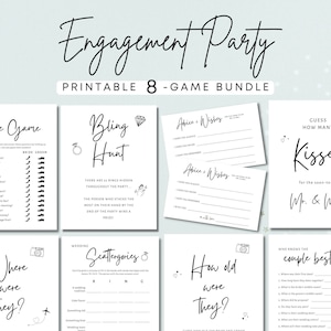 Engagement Party Games, Printable Bundle, Decorations, Ideas, They’re Engaged, Couple&#39;s Party, Idea, Modern, Minimalist, Instant Download