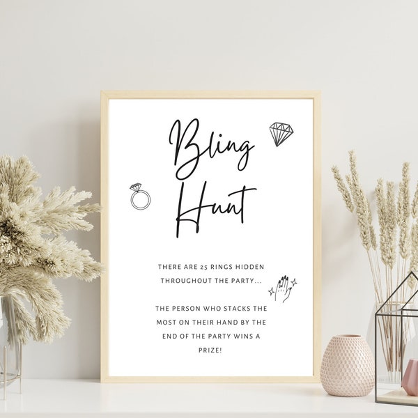 Engagement Party Game,Printable Bling Hunt,Ring Hunt,Party Signs,They're Engaged,Modern Minimalist,Instant Download,She Said Yes,Idea,Fun