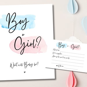 Gender Reveal Spiel, Babyvorhersagekarten, Printable, was Baby sein wird, Junge oder Mädchen, Geschlecht offenbaren Idee, Dekoration, sofortiger Download, modern