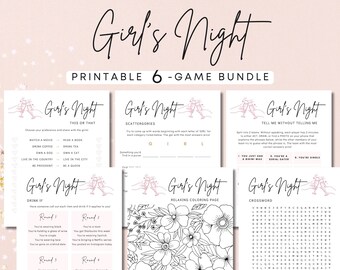 Printable Girls Night Game Ladies Night Activity Bundle Women Party Female Modern Fun Cute Girls Night Idea Decoration Instant Download