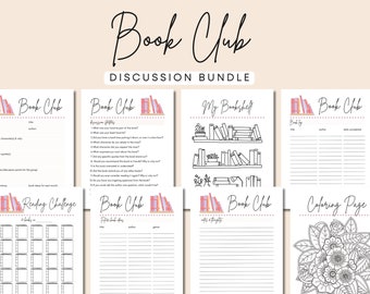 Book Club Discussion,Printable Book Review Questions,Journal Club,Modern,Girls Reading Group,Bundle,Bookclub,Host Idea,My Bookshelf,Monthly