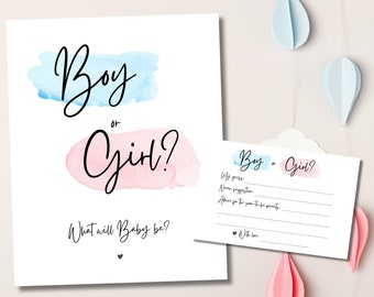 Gender Reveal-voorspellingskaarten: spel voor jongens of meisjes (digitale download)