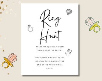 Ring Hunt Engagement Party Game,Printable Ring Hunt,They're Engaged,Modern,Minimalist,Instant Download,She Said Yes,Fun,Decoration,Idea,DIY