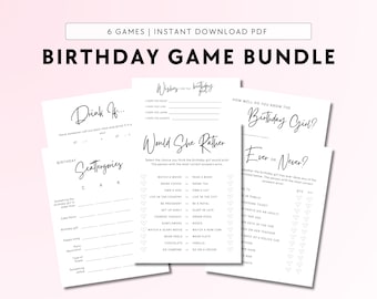 Printable Birthday Games for Her | Bday Bundle | Girl | 21st 30th 40th 50th 60th | Adult Female | Minimalist | Modern | Ladie’s Night | Fun