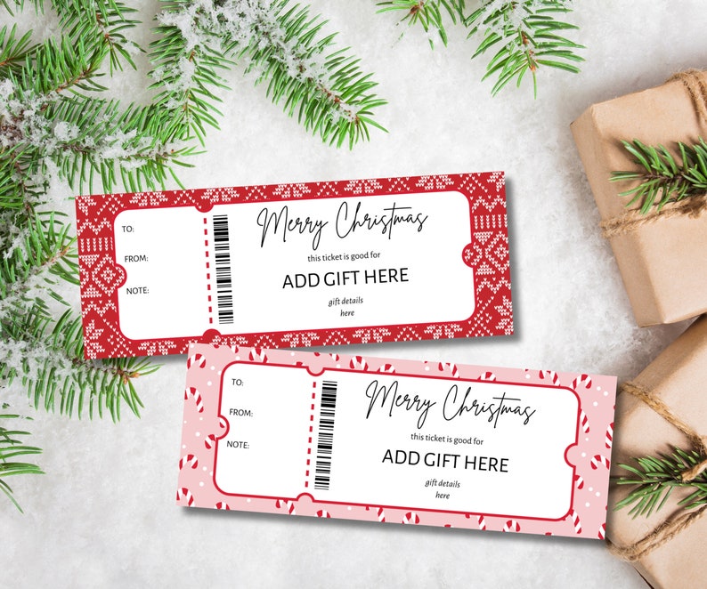 Bon de Noël personnalisé Modèle de billet cadeau Bon du Etsy France