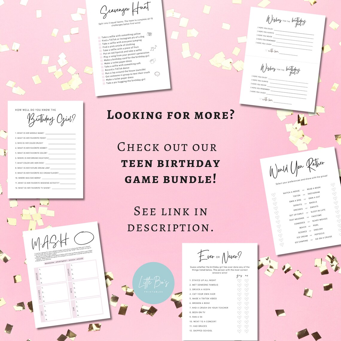 Teen Birthday Girl Games,printable Teen Birthday Games,sweet 16 Games ...