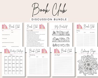 Printable Book Club Kit, Bookclub Guide Questions, Book Club Topics, Reading Group Bundle, Bookclub Host Idea, Guide for Bookclub