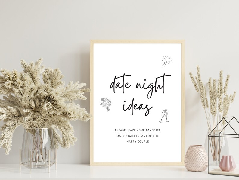 Date Night Ideas-kaart en bord: afdrukbaar verlovingsfeest (digitale download) afbeelding 6