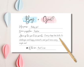 Afdrukbaar partijspel genderonthulling, babyvoorspellingskaarten, wat zal de baby zijn, gissingen jongen of meisje, idee geslacht, eenvoudig spel, advies