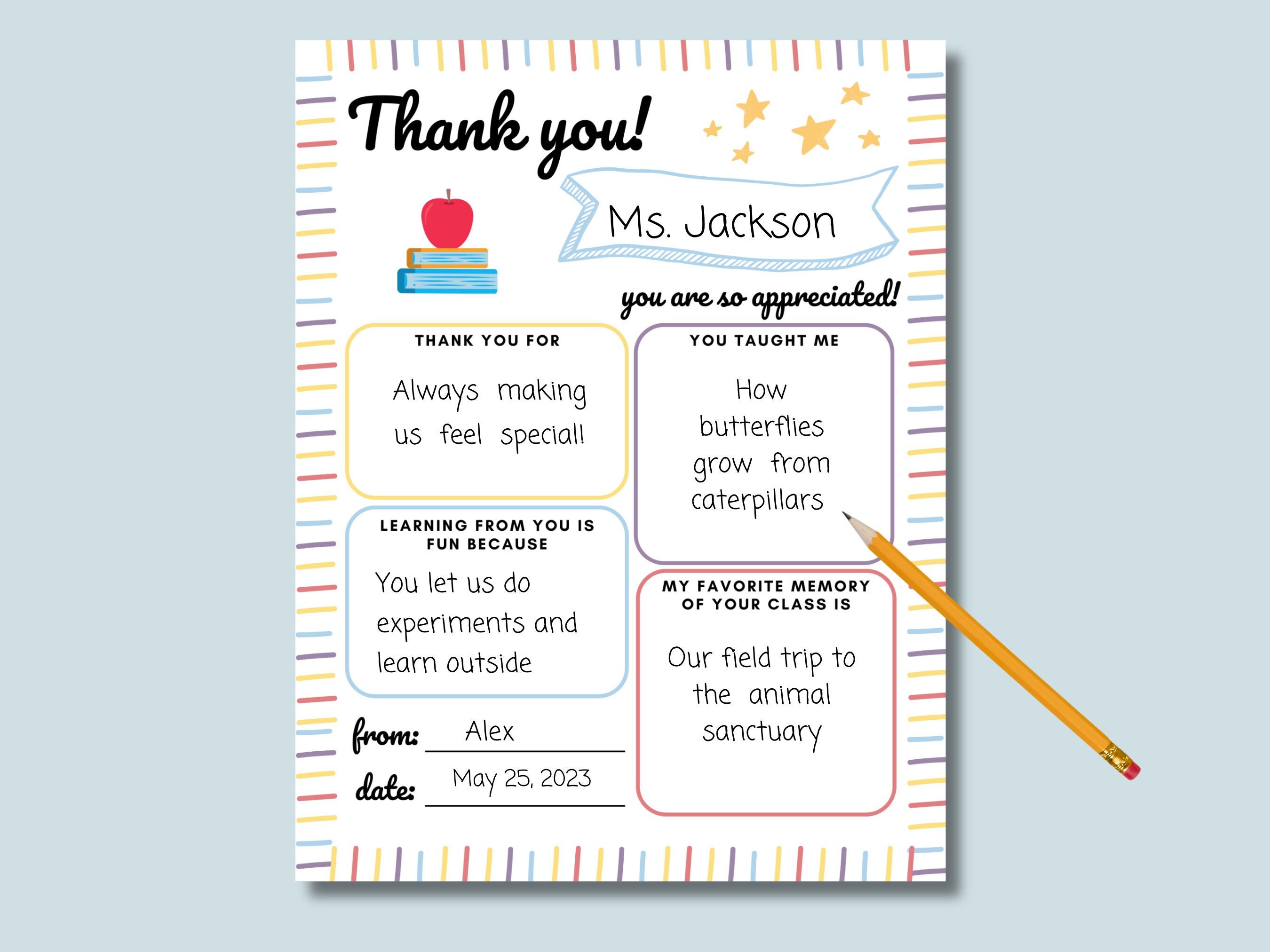 Teacher Appreciation Printable Thank You Note Card Teacher Appreciation ...
