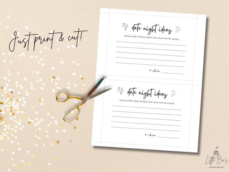Date Night Ideas-kaart en bord: afdrukbaar verlovingsfeest (digitale download) afbeelding 3