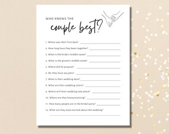 Engagement Party Game,Who Knows the Couple Best,Engagement Printable, Modern Minimalist,Instant Download,They're Engaged,Wedding Idea