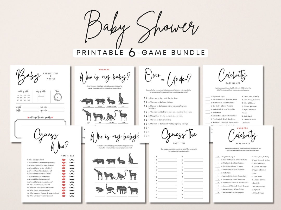Baby Shower Game Printable Bundle Modern Baby Shower Gender Neutral