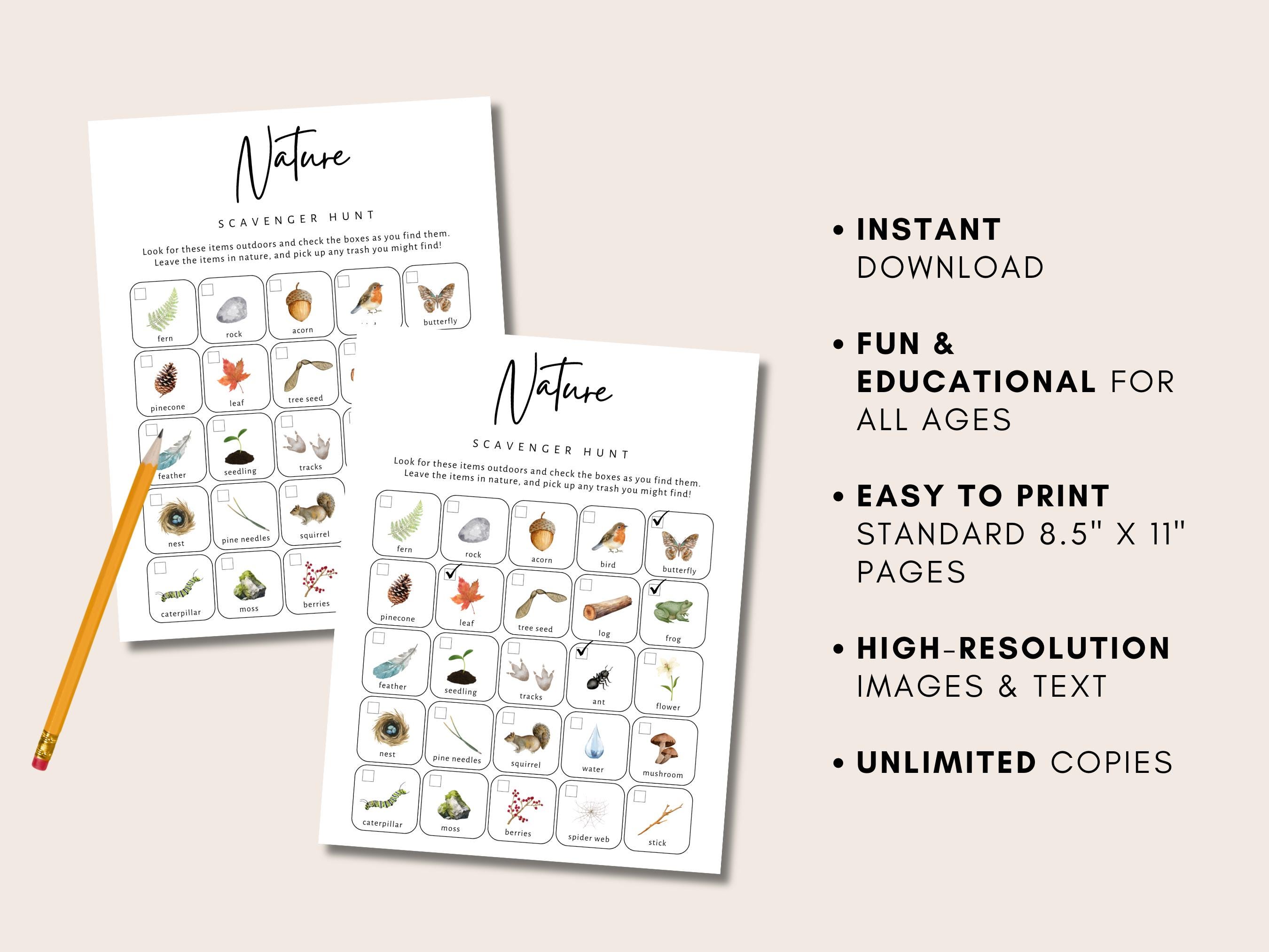 Nature Scavenger Hunt | Printable Kids Outdoor Treasure Hunt ...