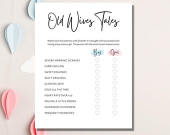 Gender Reveal Game,Old Wives Tales,Gender Reveal Printables,Gender Party Games,Baby Shower Games,Baby Game,Gender Reveal Party