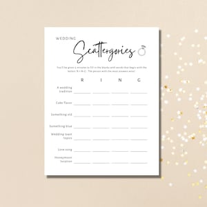 Wedding Scattergories Game, Printable Engagement Party Game,Couples Shower Activity,Wedding Scattergories,They&#39;re Engaged,Instant Download