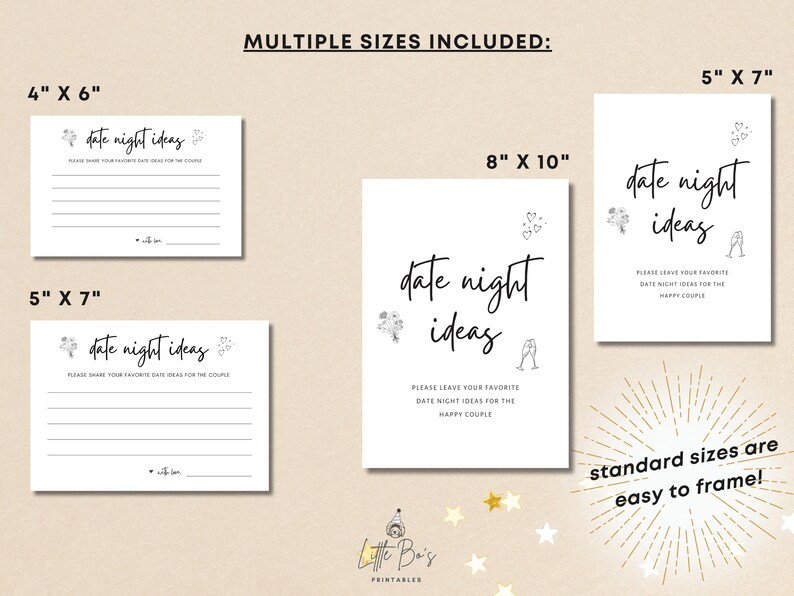 Date Night Ideas-kaart en bord: afdrukbaar verlovingsfeest (digitale download) afbeelding 5