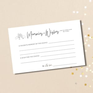 Herinneringen en wensen bruiloft afdrukbaar, douchespel voor stellen, verlovingsfeest, vrijgezellenfeest, ze zijn verloofd, minimalistisch, Instant Download