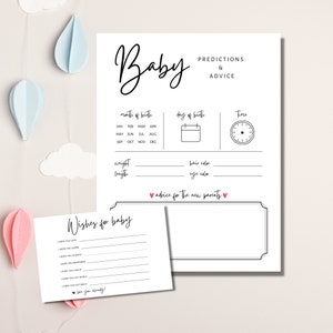 Jeu de baby shower, Imprimable, Prédictions et conseils, Souhaits de naissance, Fête de révélation du genre, Minimaliste, Moderne, Téléchargement instantané, Décoration, Bricolage, Idées
