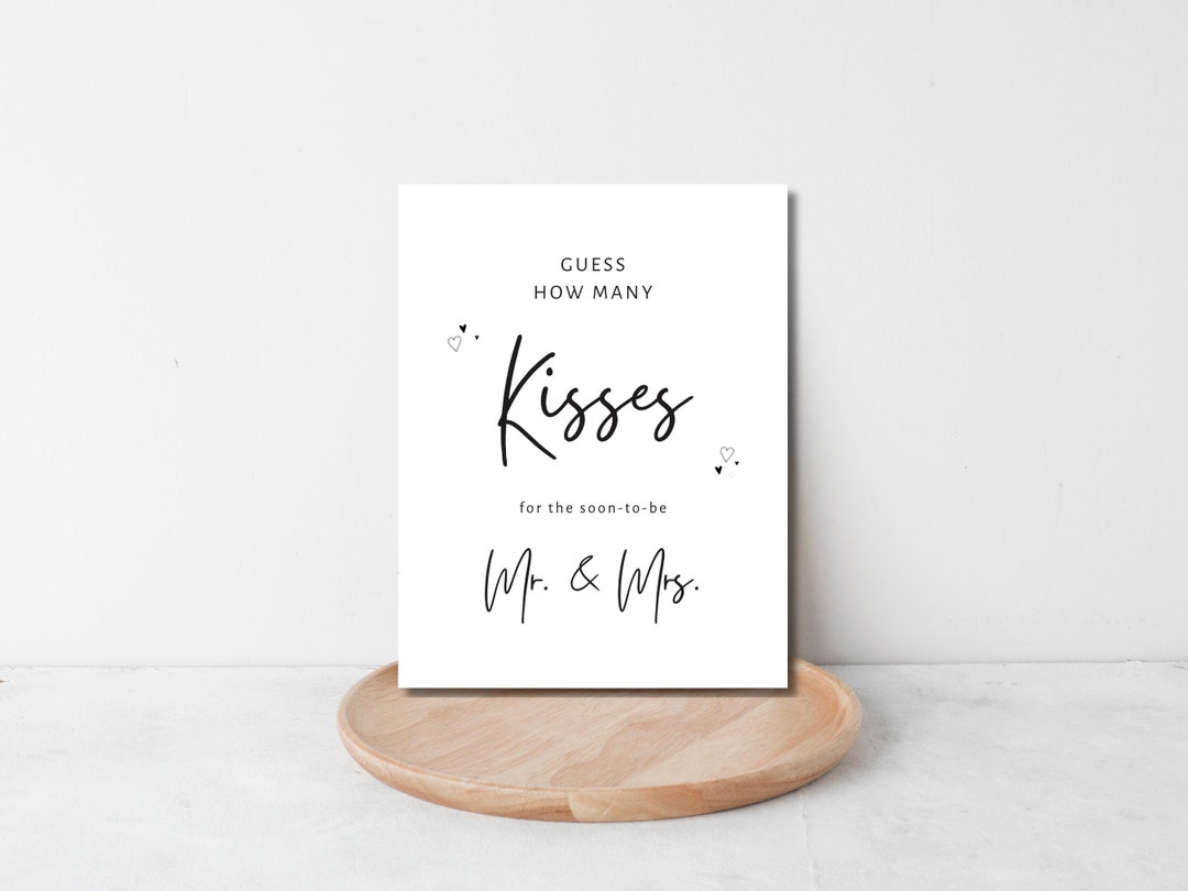 Guess How Many Kisses Printable Wedding Game, Engagement Party, Couple ...