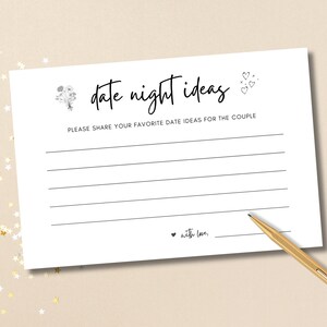 Date Night Ideas-kaart en bord: afdrukbaar verlovingsfeest (digitale download) afbeelding 2