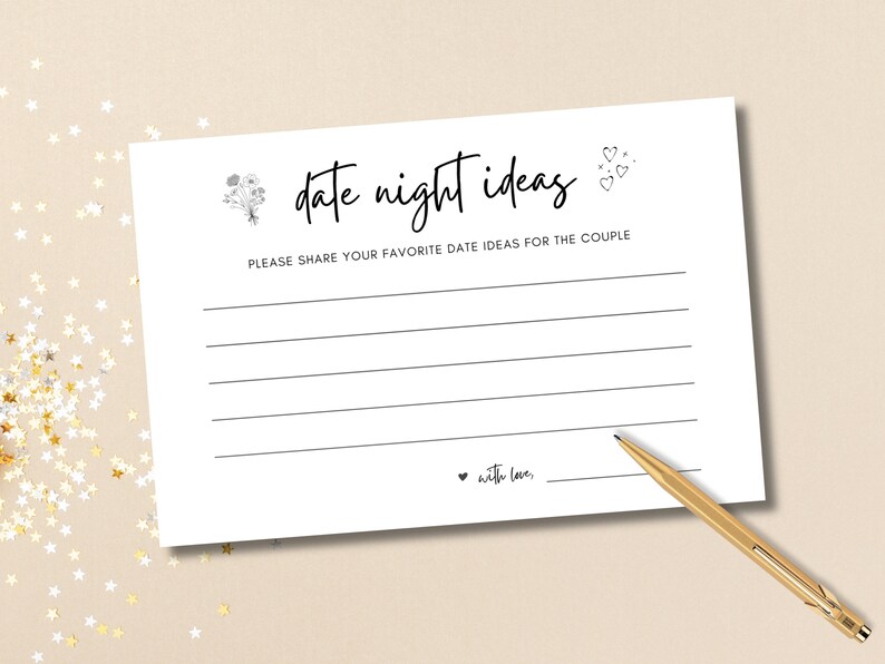 Date Night Ideas-kaart en bord: afdrukbaar verlovingsfeest (digitale download) afbeelding 2