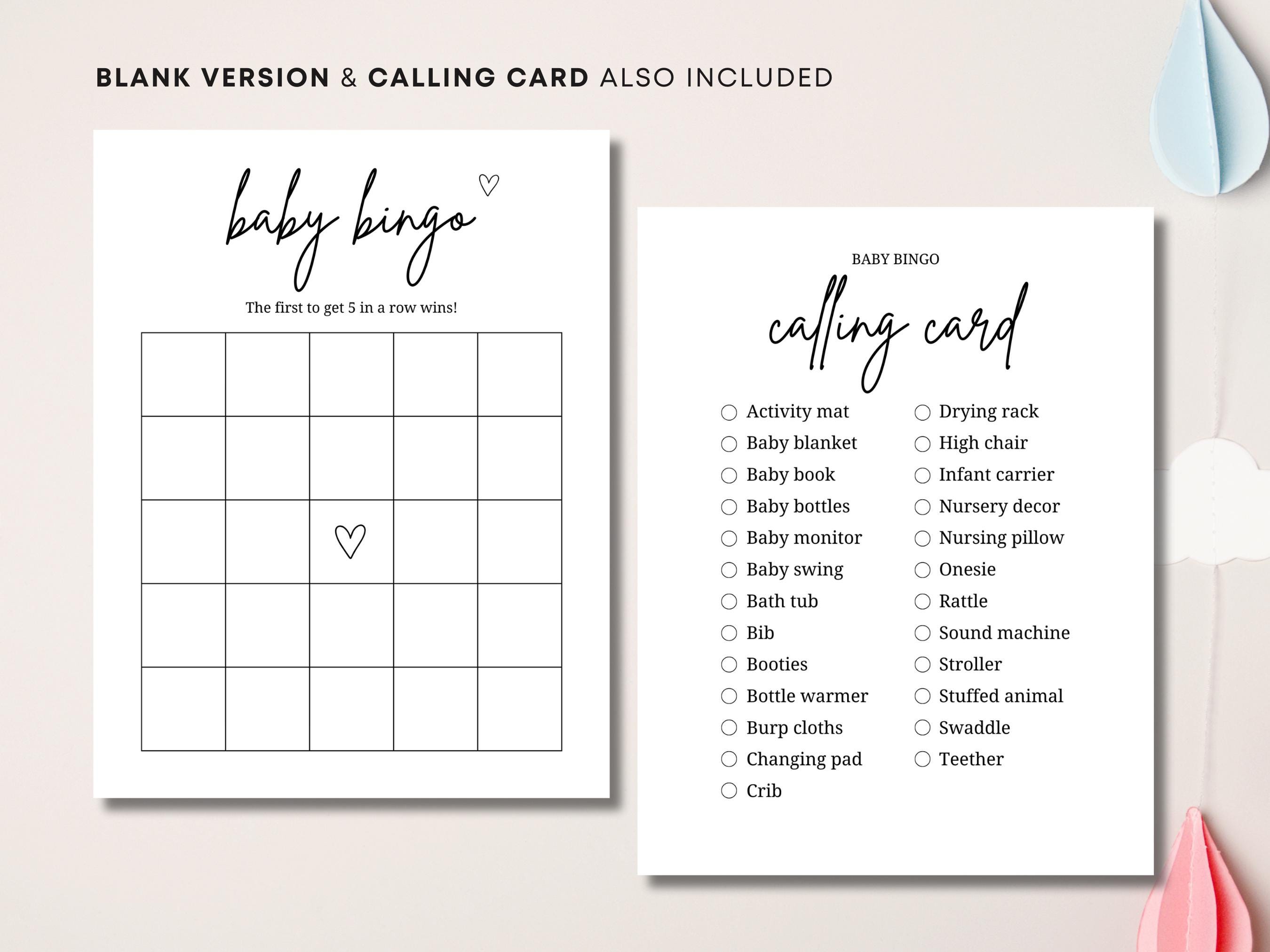 60 Prefilled Baby Shower Bingo Cards, Printable Baby Bingo Game, Unique ...